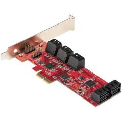 StarTech.com Tarjeta PCIe Controladora SATA de 10 Puertos - Tarjeta de Expansión PCI Express SATA - 6Gbps - Perfil Bajo/Completo