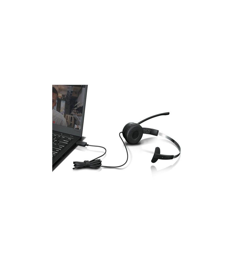 Lenovo 100 Mono Auriculares Alámbrico Diadema Oficina/Centro de llamadas USB tipo A Negro - Imagen 4