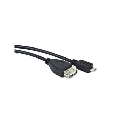 Cable usb lanberg micro m a usb tipo a f 2.0 otg negro 15cm oem - Imagen 1
