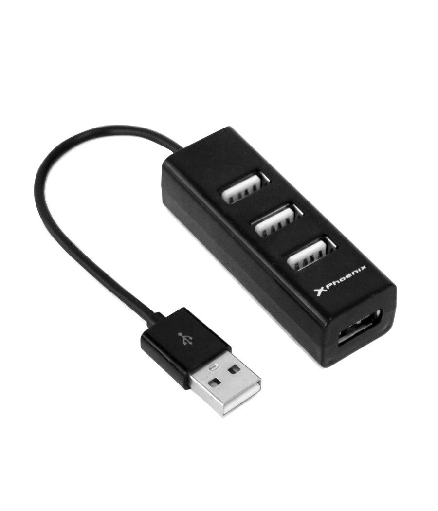 Hub usb portatil phoenix 4 puertos usb 2.0 cable conector usb flexible diseño compacto - Imagen 1