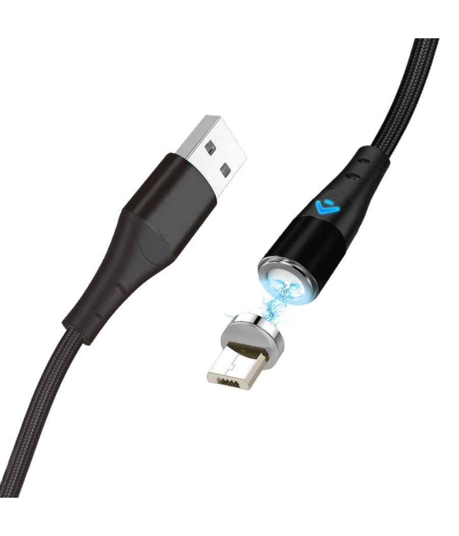 Cable de carga rapida magnetico micro usb phoenix 3a quick charge - 1 metro - transmision de datos - otg - led indicador - Image