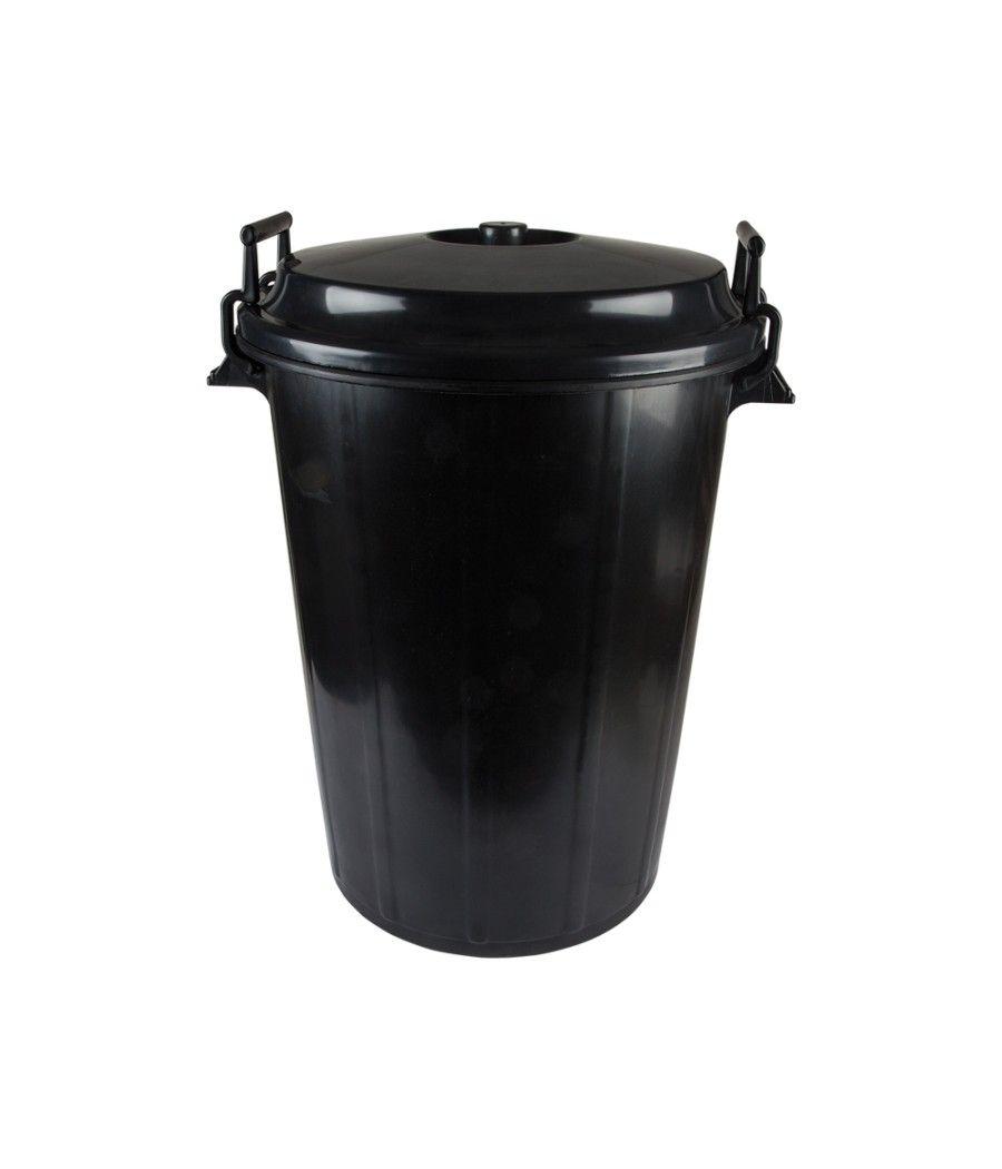 Cubo de basura negro con tapa para bolsas 85x105cm 100 litros - Imagen 2