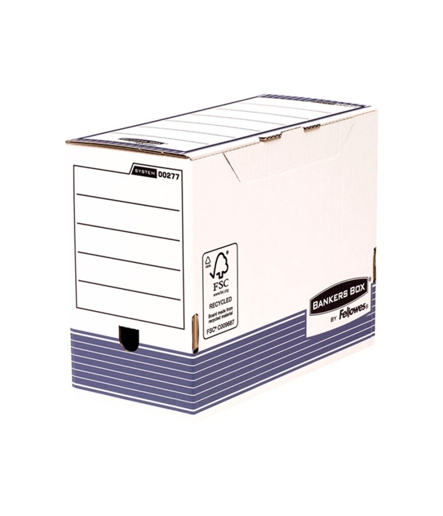 Caja archivo definitivo fellowes a4 cartón reciclado 100% lomo 150 mm montaje automático color azul - Imagen 2