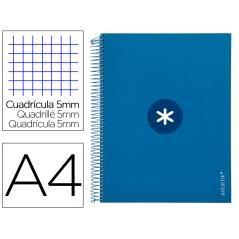 Cuaderno espiral liderpapel a4 micro antartik tapa forrada120h 100 gr cuadro 5mm 5 banda4 taladros color azul marino - Imagen 1