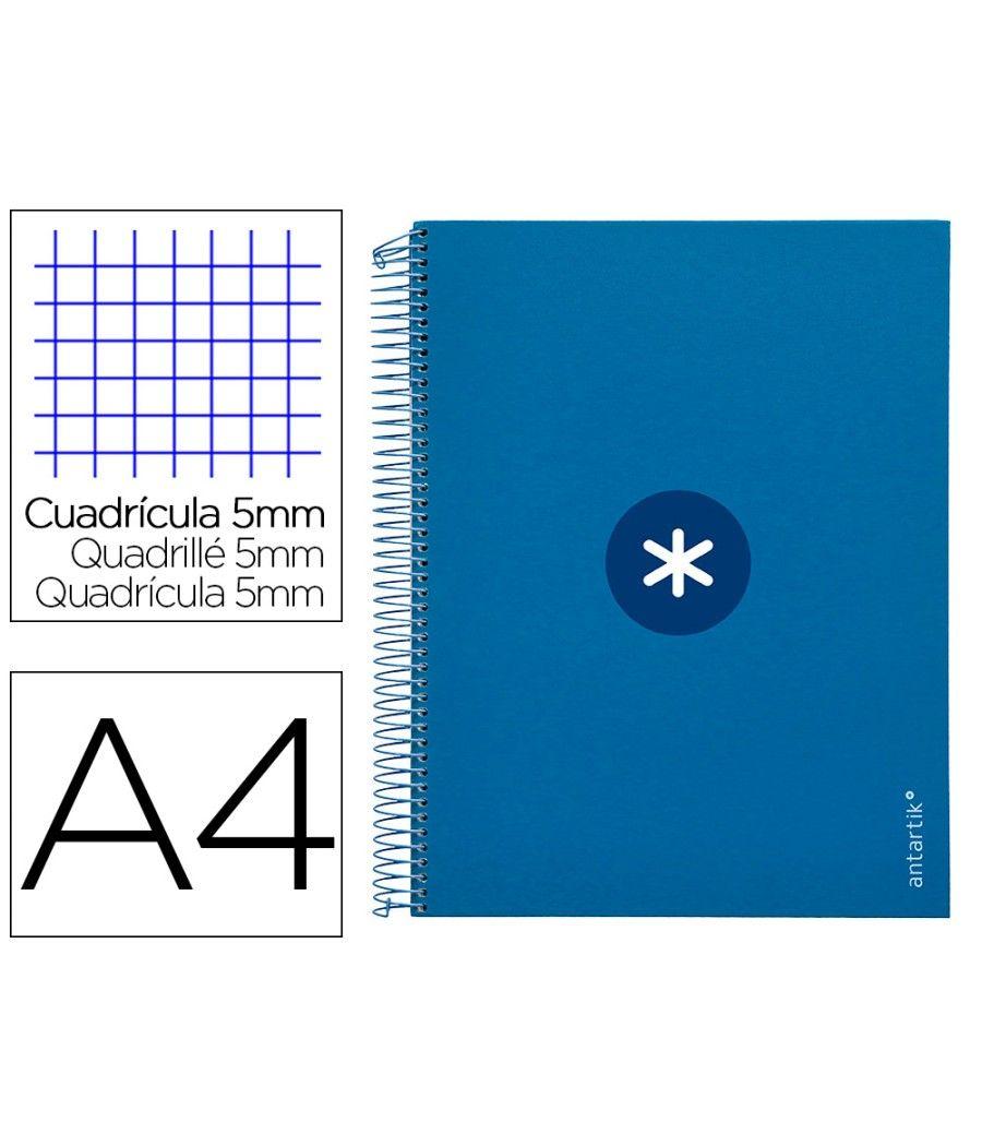 Cuaderno espiral liderpapel a4 micro antartik tapa forrada120h 100 gr cuadro 5mm 5 banda4 taladros color azul marino - Imagen 1