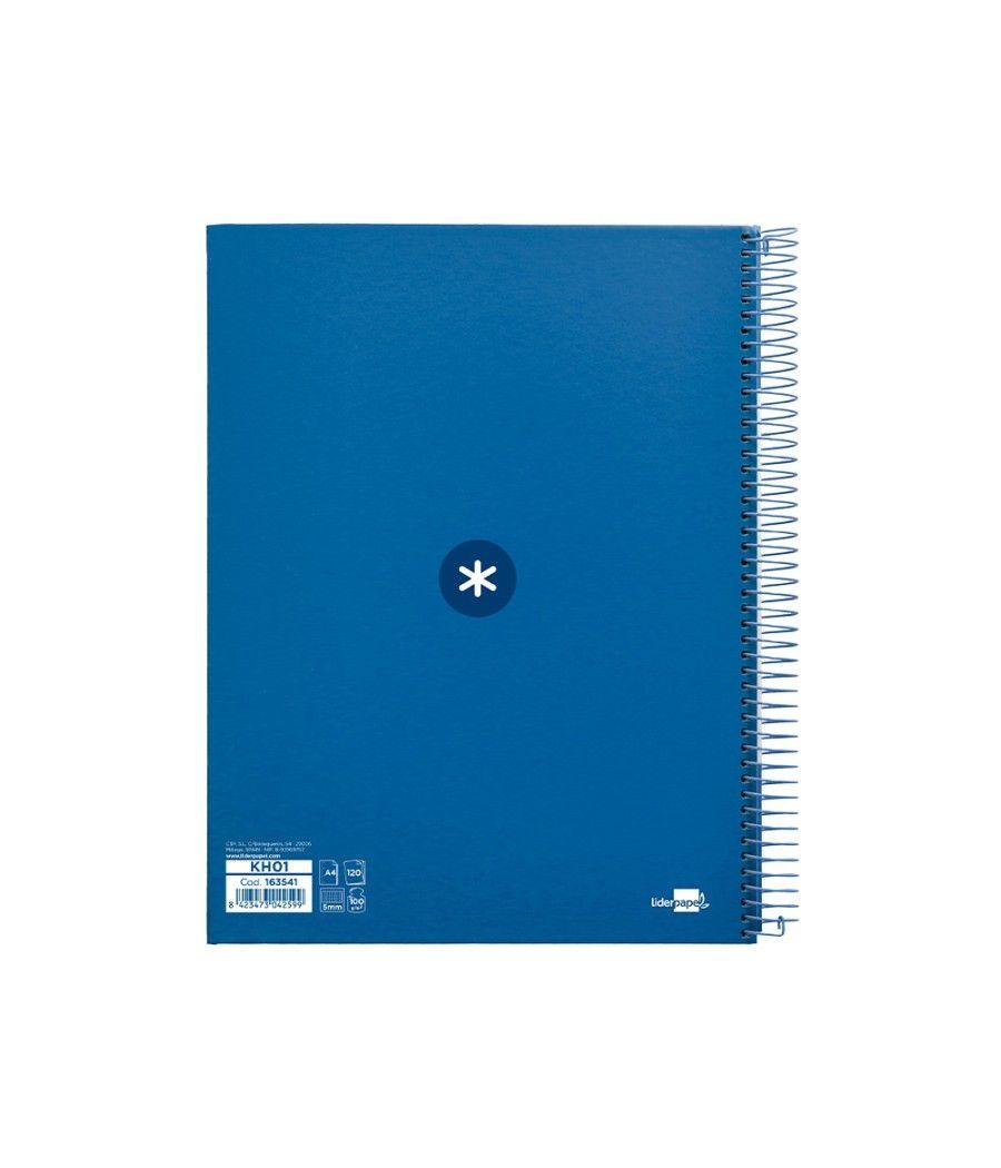 Cuaderno espiral liderpapel a4 micro antartik tapa forrada120h 100 gr cuadro 5mm 5 banda4 taladros color azul marino - Imagen 3