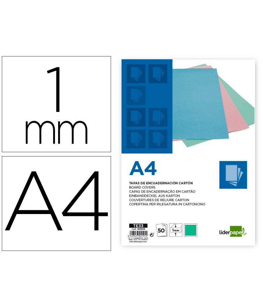 Tapa encuadernación liderpapel cartón a4 1 mm verde menta paquete de 50 unidades - Imagen 1