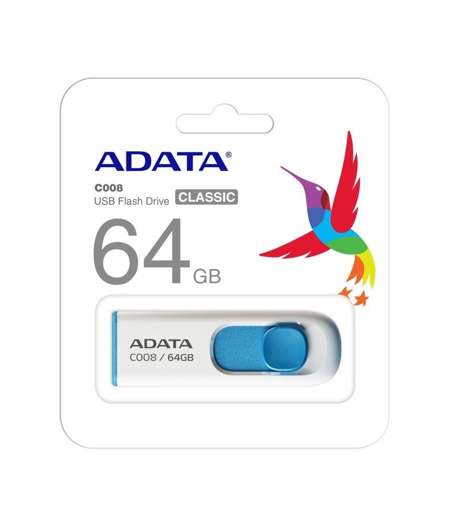 ADATA Lapiz Usb C008 64GB USB 2.0 Blanco/Azul - Imagen 1