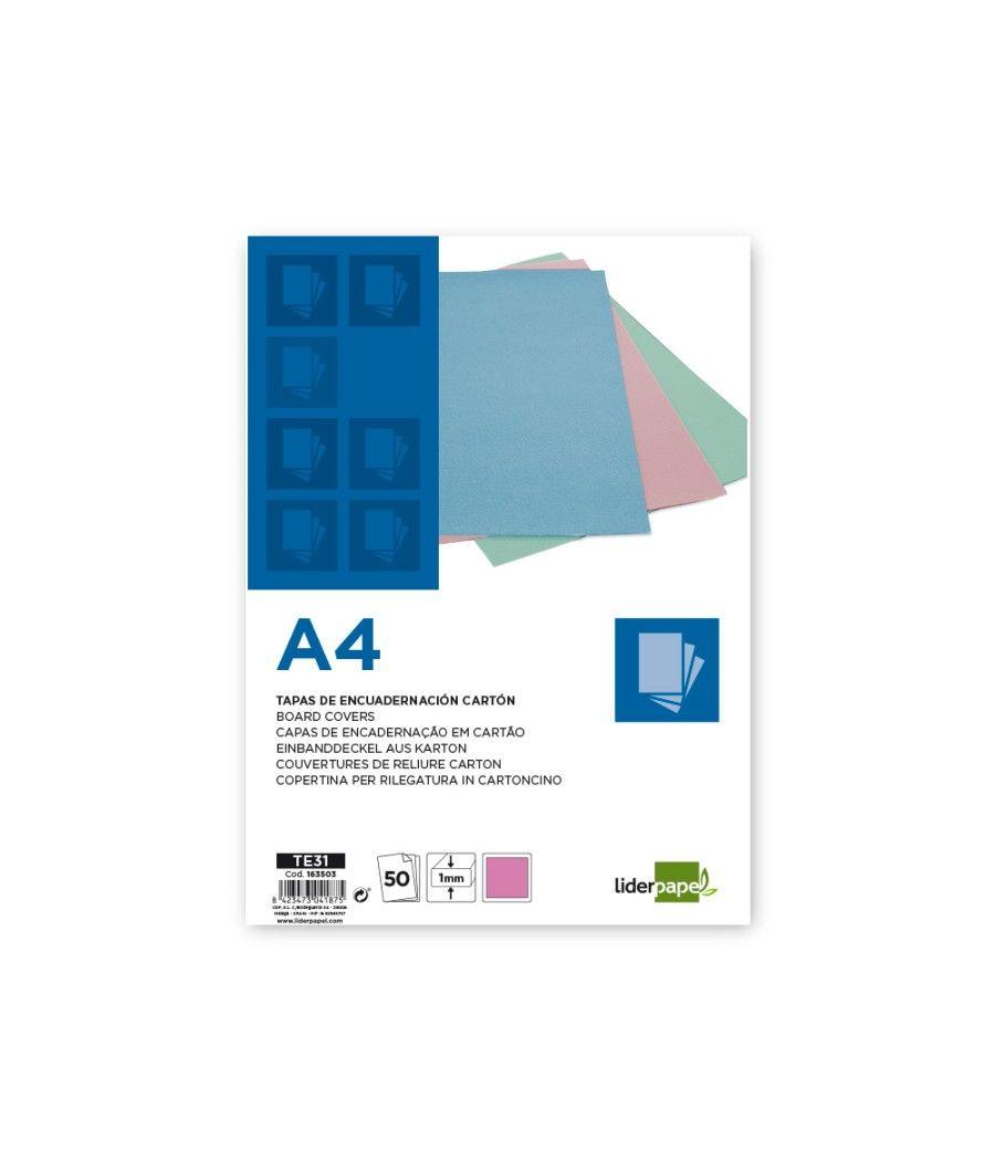 Tapa encuadernación liderpapel cartón a4 1 mm rosa paquete de 50 unidades - Imagen 2