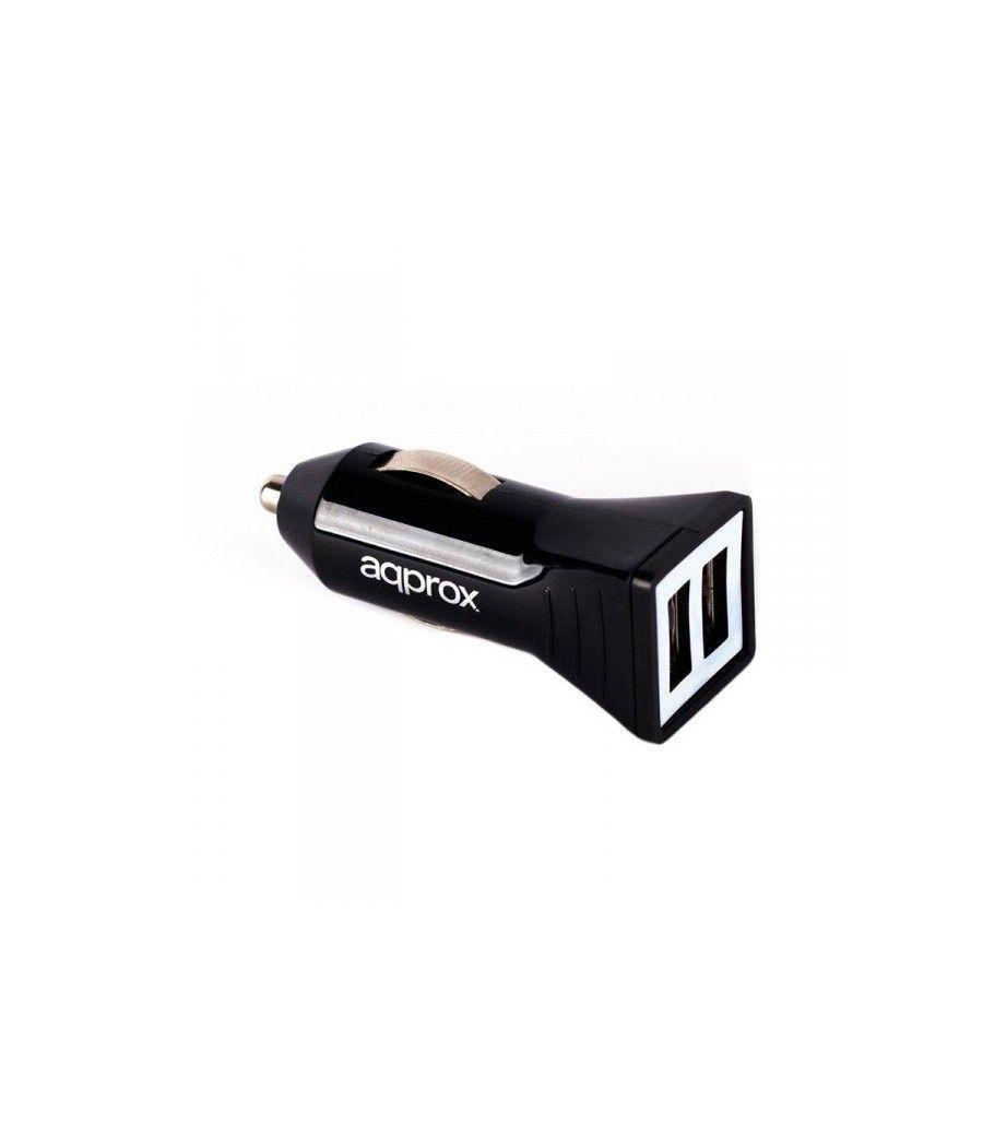Cargador Usb Dual Para Coche 3.1a Negro Approx - Imagen 1