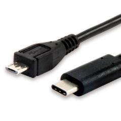 CABLE USB-C a USB TIPO B MICRO B MACHO 1 METRO EQUIP 12888407 para carga (3A) o datos (480mb/s) - Imagen 1