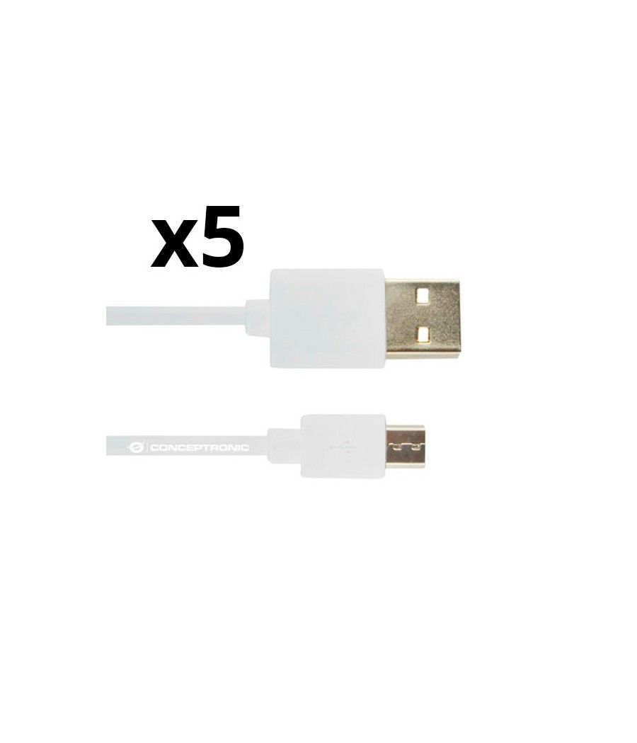 KIT 5 UNIDADES CABLE USB 2.0 A MICRO USB NORTESS SMARTPHONE/ TABLET COLOR BLANCO - Imagen 1