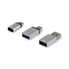 PACK ADAPTADORES USB-C OTG USB-C MACHO A USB-A / MICROUSB HEMBRA Y USB-A MACHO A USB-C HEMBRA - Imagen 1