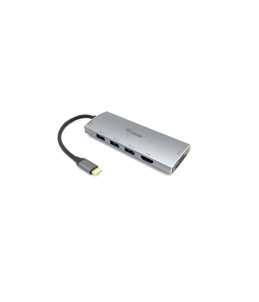 ADAPTADOR USB-C 7IN1 HDMI 4K HUB USB-C CARGA 100W USB 3.0 LECTOR TARJETAS SD SDMICRO - Imagen 1