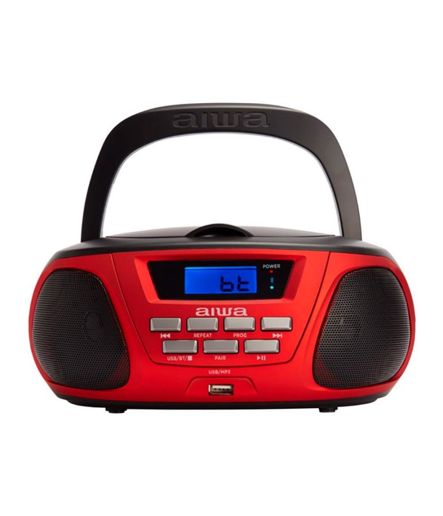 ALTAVOCES BLUETOOTH CON LECTOR DE CD MP3 Y USB AIWA BOOMBOX BBTU-300 RED BT 5.0 5W RMS RADIO FM - Imagen 1