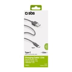 CABLE DATOS/ CARGA SBS USB 2.0 - TYPE C 1,5MTS GRIS - Imagen 1