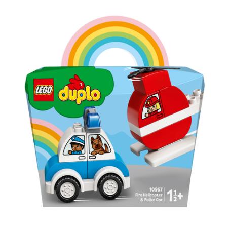 Lego duplo helicoptero bomberos y coche de policia - Imagen 1