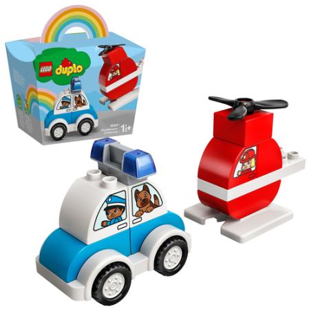 Lego duplo helicoptero bomberos y coche de policia