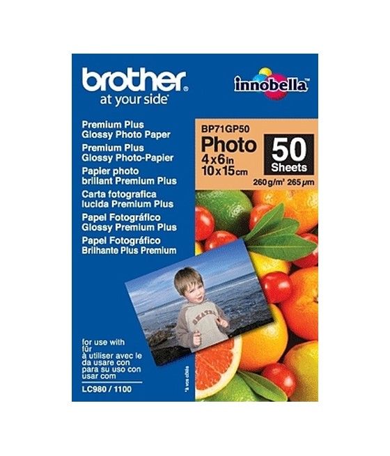 Brother BP71GP50 Premium Glossy Photo Paper papel fotográfico Blanco - Imagen 1