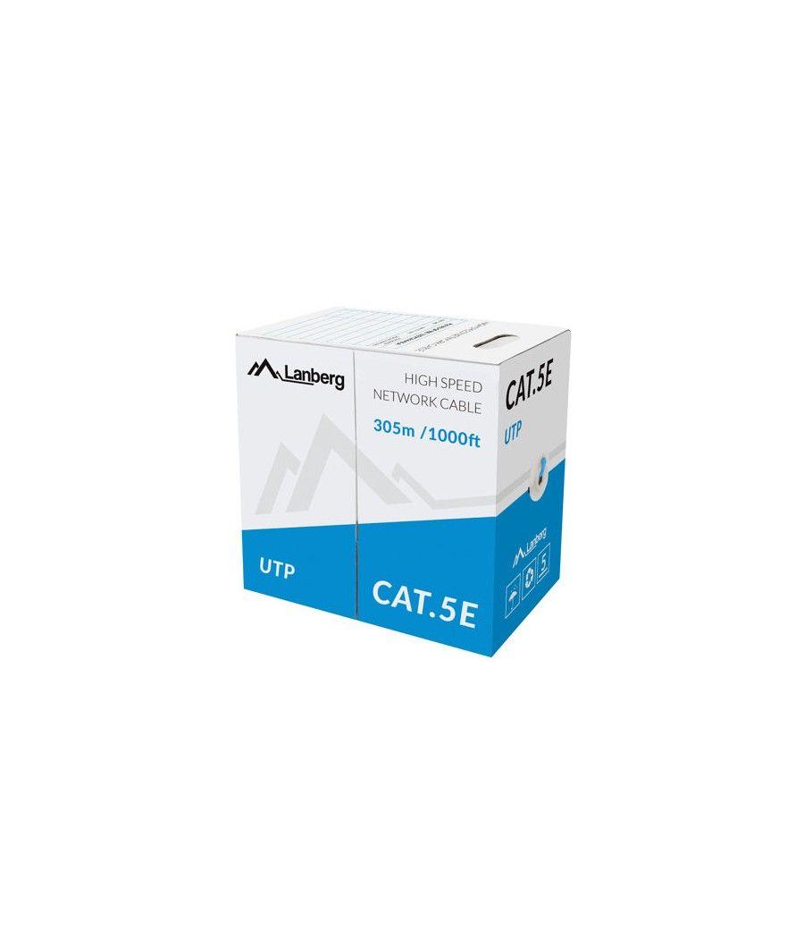 BOBINA CAT.5E LANBERG UTP RJ45 SOLIDO CCA AWG24 305M AZUL - Imagen 1