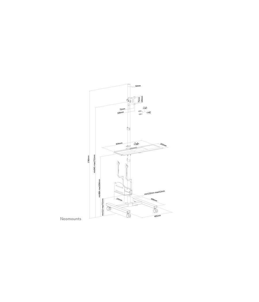 Neomounts by Newstar Puesto de trabajo móvil para monitor/TV - Imagen 3