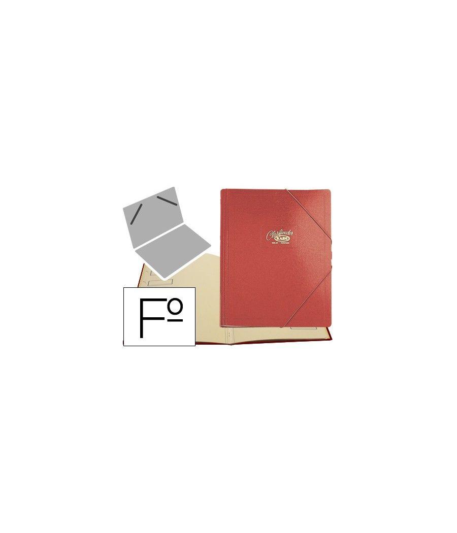 Carpeta clasificador cartón compacto saro folio roja -12 departamentos - Imagen 1