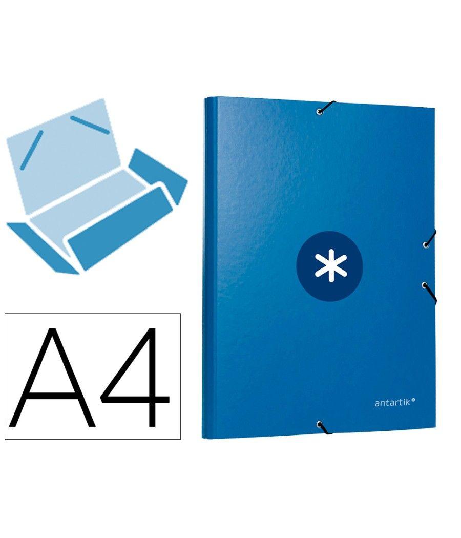 Carpeta liderpapel antartik gomas a4 3 solapas cartón forrado azul oscuro - Imagen 1