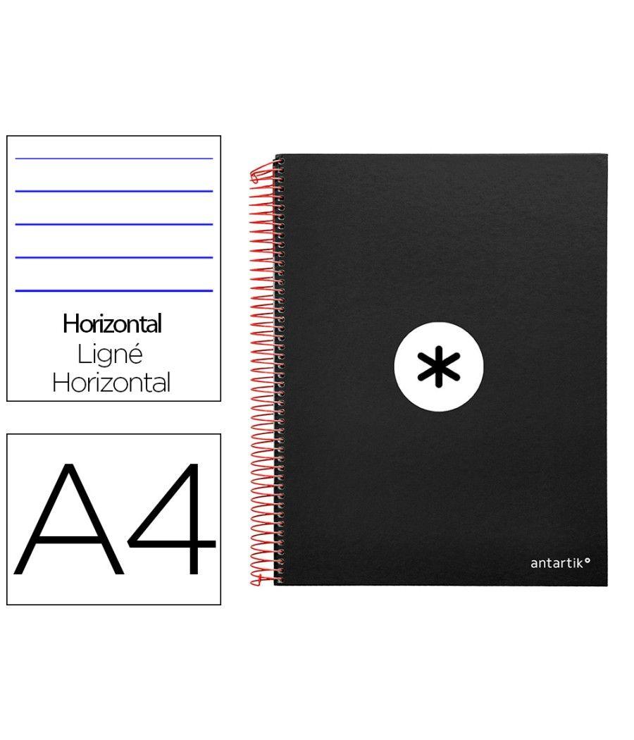 Cuaderno espiral liderpapel a4 micro antartik tapa forrada 120h 100 gr horizontal 5 bandas 4 taladros color negro - Imagen 1