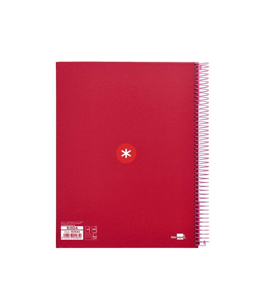 Cuaderno espiral liderpapel a4 micro antartik tapa forrada120h 100 gr horizontal 5 banda4 taladros color frambuesa - Imagen 3