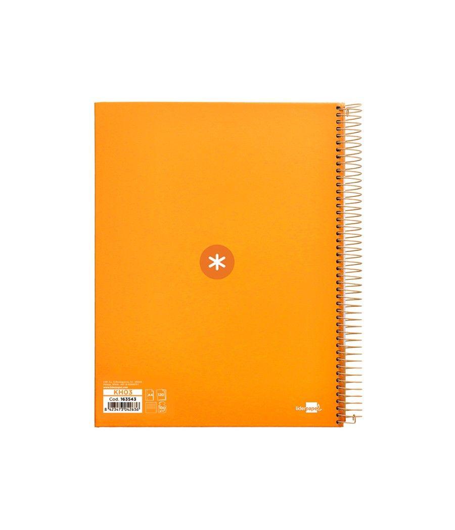 Cuaderno espiral liderpapel a4 micro antartik tapa forrada120h 100 gr horizontal 5 banda4 taladros color mostaza - Imagen 3