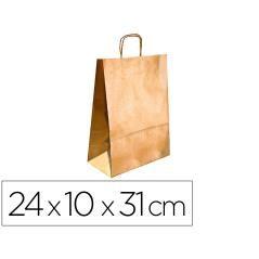 Bolsa kraft q-connect oro asa retorcida 240x100x310 mm PACK 25 UNIDADES - Imagen 1