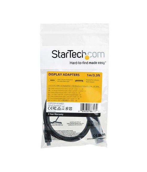 StarTech.com Cable de 1m USB-C a DisplayPort 1.4 - Convertidor Bidireccional Adaptador de Vídeo USB Tipo C - HBR3/HDR/DSC - Cabl