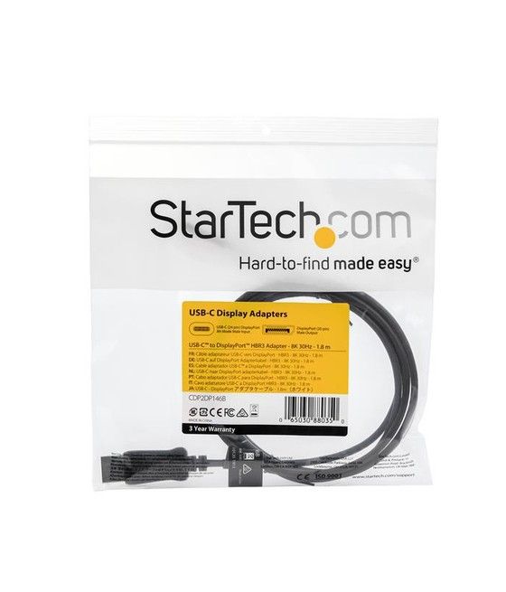 StarTech.com CDP2DP146B adaptador de cable de vídeo 1,8 m USB Tipo C DisplayPort Negro - Imagen 5