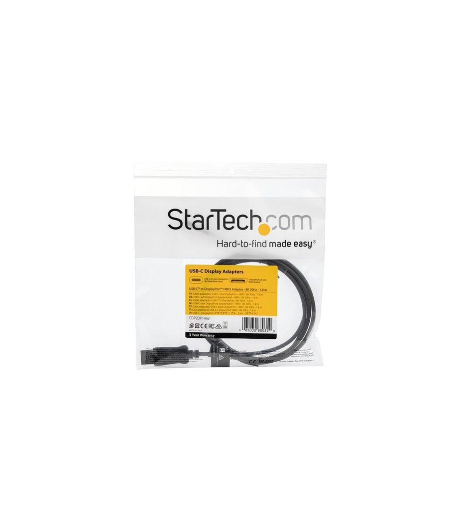 StarTech.com CDP2DP146B adaptador de cable de vídeo 1,8 m USB Tipo C DisplayPort Negro - Imagen 5