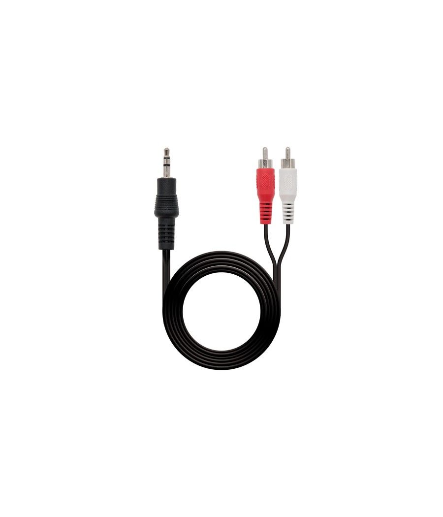 Nanocable - cable audio estéreo, jack 3.5/m-2xrca/m, negro, 3.0m - Imagen 3