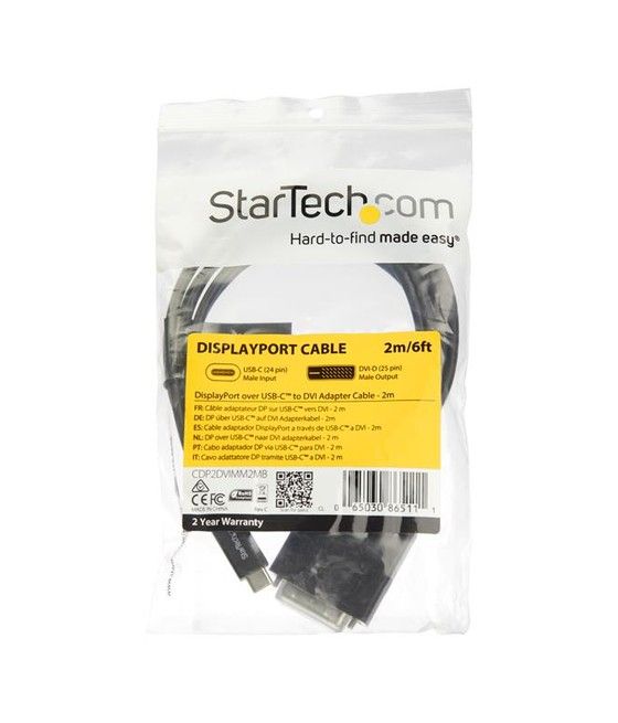 StarTech.com Cable Adaptador Conversor USB-C a DVI - 2m - 1920x1200 - Imagen 5