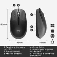Logitech - ratón óptico m190 - inalámbrico - negro - Imagen 5