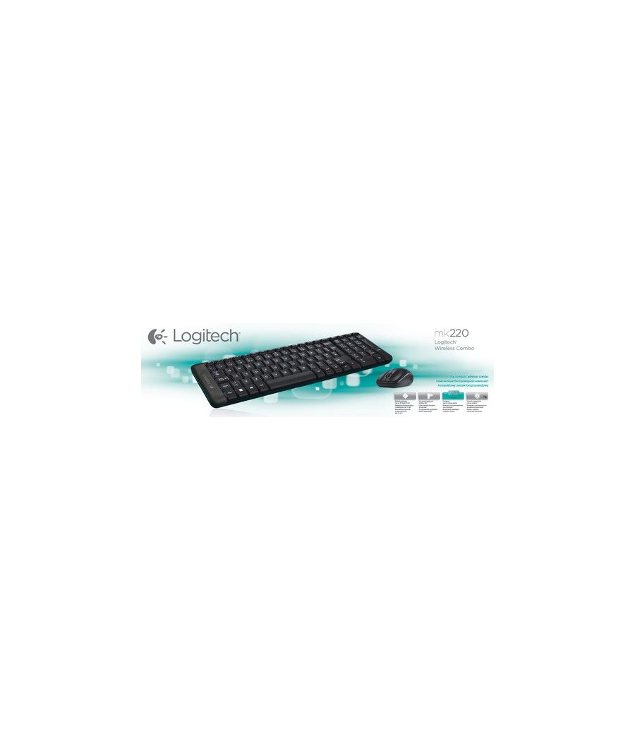 Logitech Wireless Combo MK220 teclado RF inalámbrico QWERTY Inglés Negro - Imagen 1