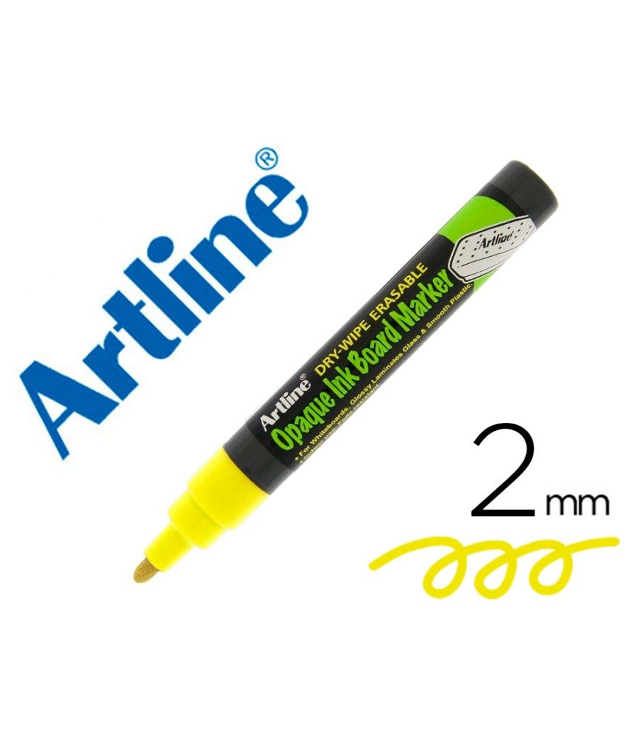 Rotulador artline pizarra epd-4 color amarillo fluorescente opaque ink board punta redonda 2 mm - Imagen 1