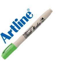 Rotulador artline supreme brush pintura base de agua punta tipo pincel trazo variable verde amarillento PACK 12 UNIDADES - Image