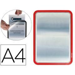 Marco porta anuncios tarifold magneto din a4 dorso adhesivo removible color rojo pack de 2 unidades - Imagen 1
