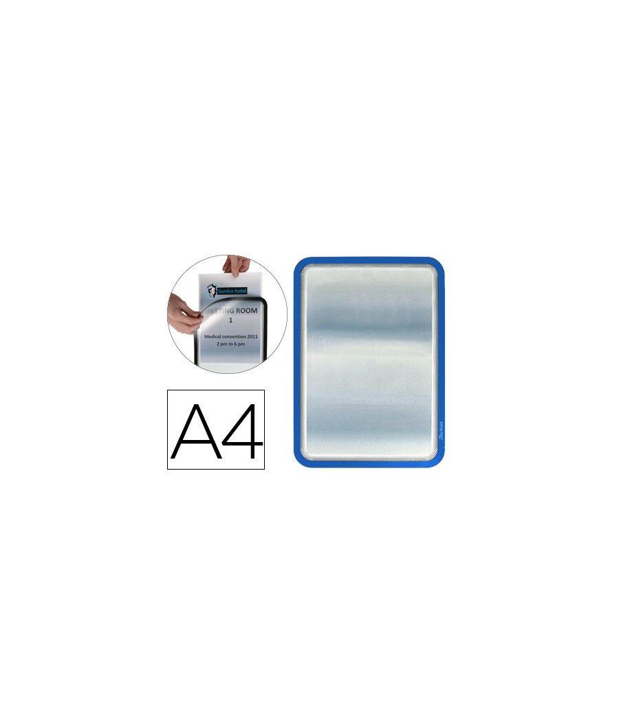 Marco porta anuncios tarifold magneto din a4 dorso adhesivo removible color azul pack de 2 unidades - Imagen 1