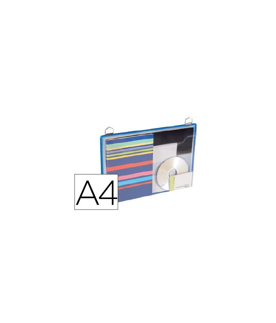 Funda para colgar tarifold din a4 anilla metálica formato horizontal pack de 5 unidades color azul - Imagen 1