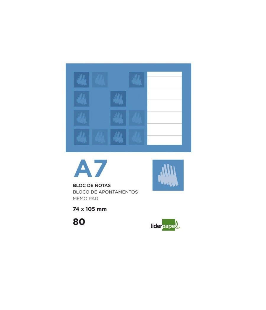 Bloc notas liderpapel horizontal a7 80 hojas 60g/m2 perforado PACK 10 UNIDADES - Imagen 2