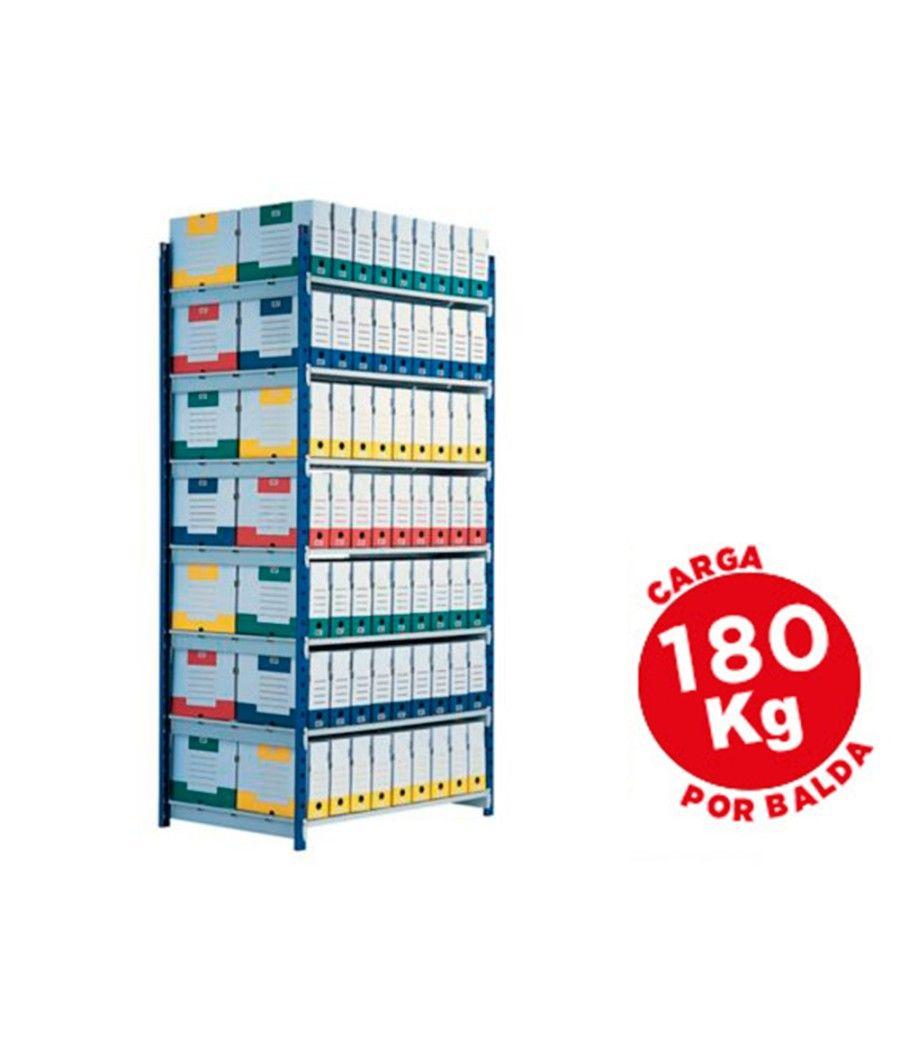 Estantería fast-paperflow metálica azul 5 estantes gris 180kg por estante 900kg por modulo 200x100x35cm base - Imagen 1
