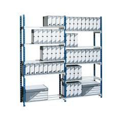 Estantería fast-paperflow metálica azul 5 estantes gris 180kg por estante 900kg por modulo 200x100x35cm base - Imagen 2