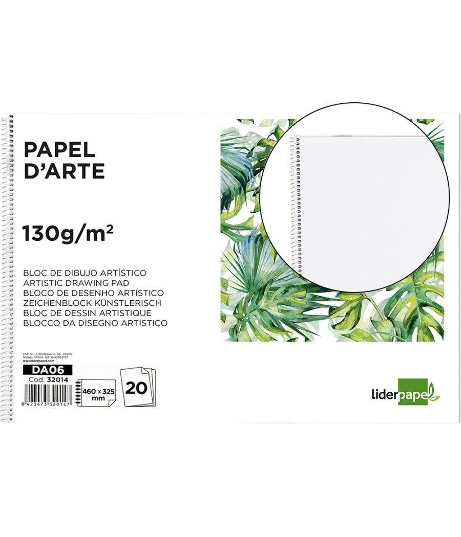 Bloc dibujo liderpapel artístico espiral 460x325mm 20 hojas 130g m2 sin recuadro perforado - Imagen 1