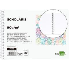 Bloc dibujo liderpapel escolar espiral 155x215mm 20 hojas 90g/m2 sin recuadro PACK 5 UNIDADES - Imagen 1