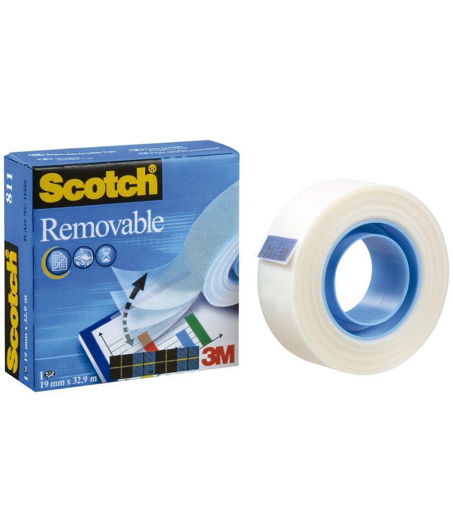 Cinta adhesiva scotch magic removible 33 mt x 19 mm PACK 12 UNIDADES - Imagen 2