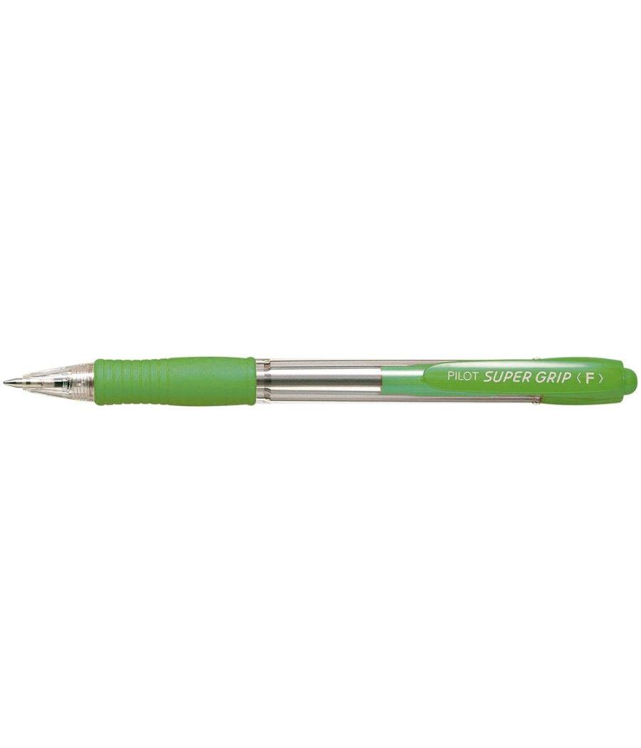 Bolígrafo pilot super grip verde claro retráctil sujecion de caucho tinta base de aceite PACK 12 UNIDADES - Imagen 2